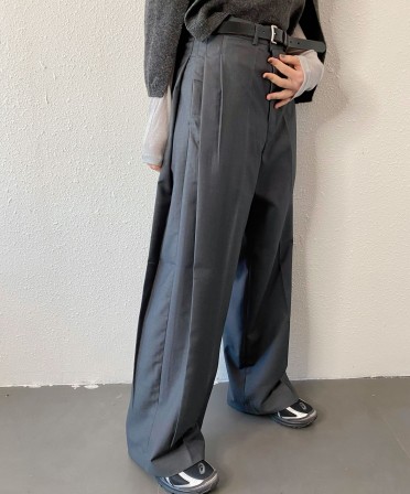 Grey Side Pleated Slack #250337